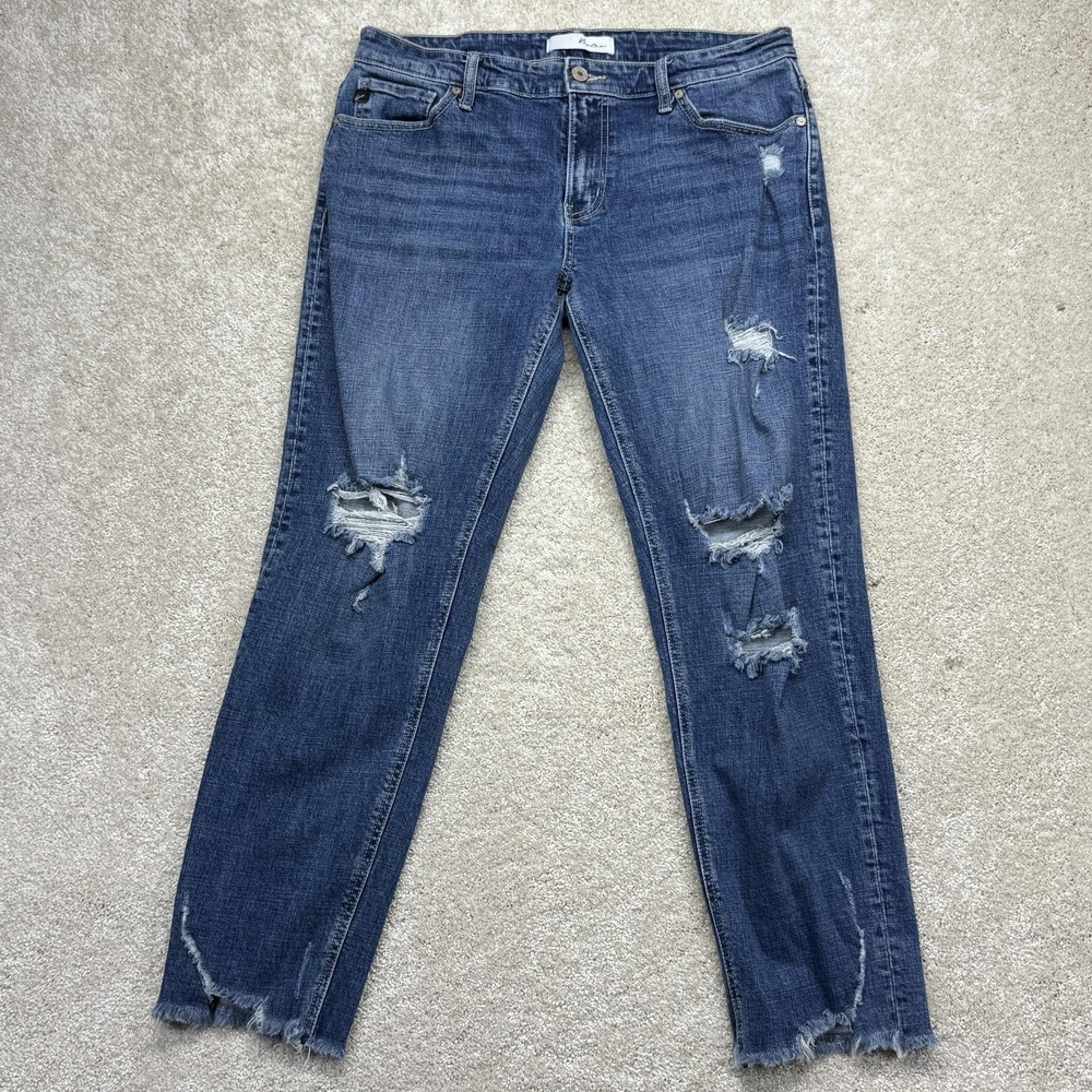KanCan Jeans Juniors 11/29 Blue High Rise Distressed Straight Raw Hem Denim - Picture 1 of 10